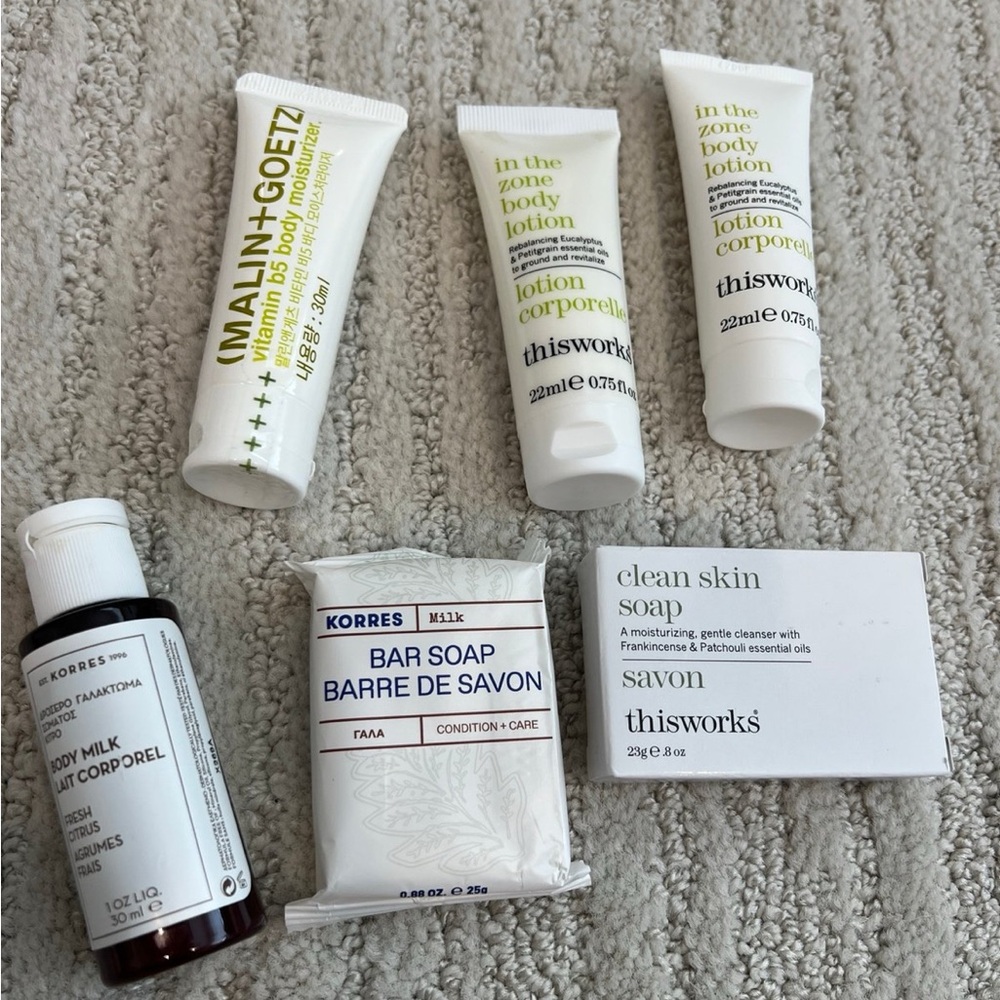 Malin+Goetz, this works, Korres 6pc TSA Travel size NEW